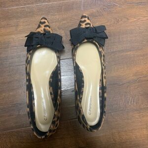 Chic Leopard Print Women's Shoes with Black Bow